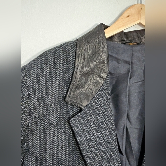 VTG NWT PIONEER WEAR Tooled Leather Wool Duster Jacket Overcoat - Picture 2 of 13